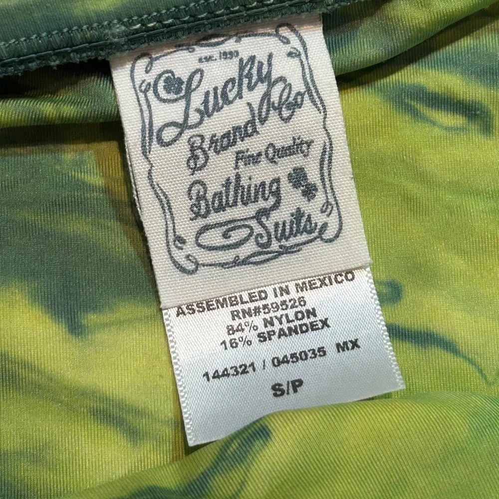 Lucky Brand Tie Dye Halter Bikini Swimsuit Ruffled Blue Green‎ Women's S/M Y2K